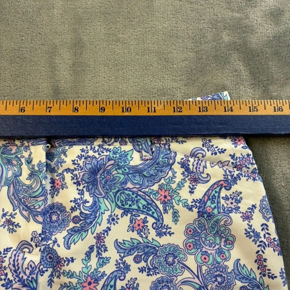 Talbots Petite Blue Pink Paisley Chino Shorts Size‎ 2P Cotton Stretch Summer